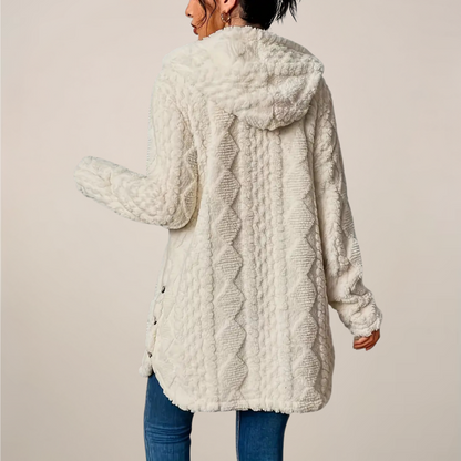 Damen Langjacke Strukturiert Kapuzenjacke Winterjacke