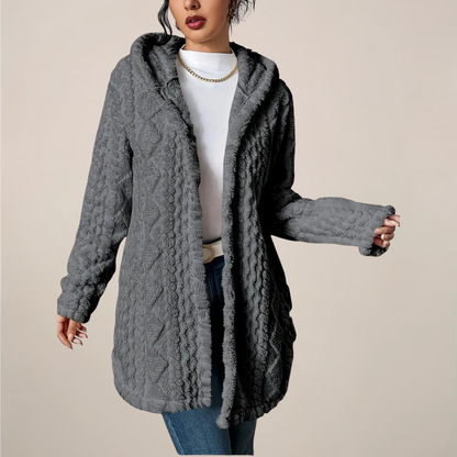 Damen Langjacke Strukturiert Kapuzenjacke Winterjacke - Norvielle