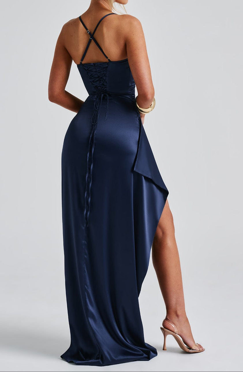 Damen Maxikleid Mit Schlitz Elegant Lang