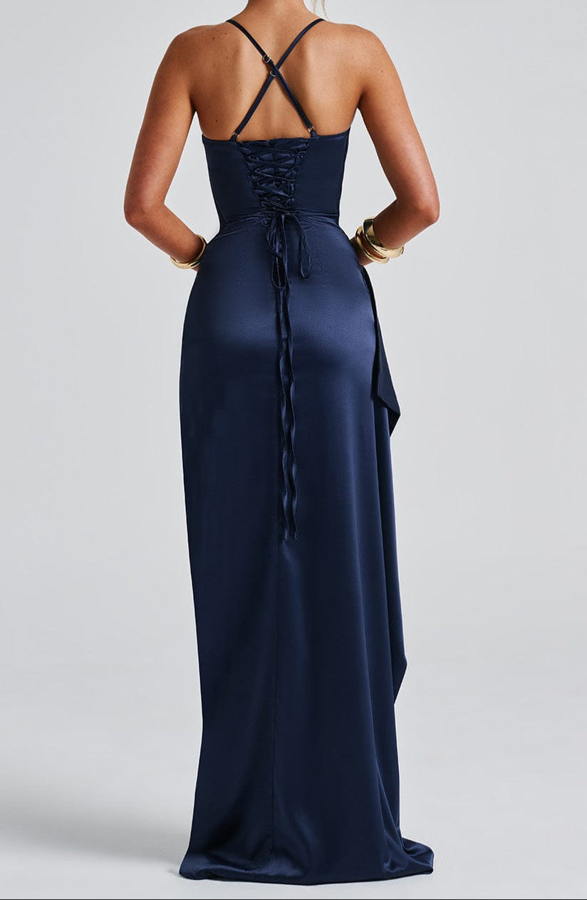 Damen Maxikleid Mit Schlitz Elegant Lang