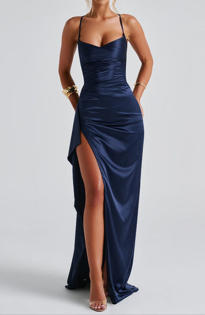 Damen Maxikleid Mit Schlitz Elegant Lang