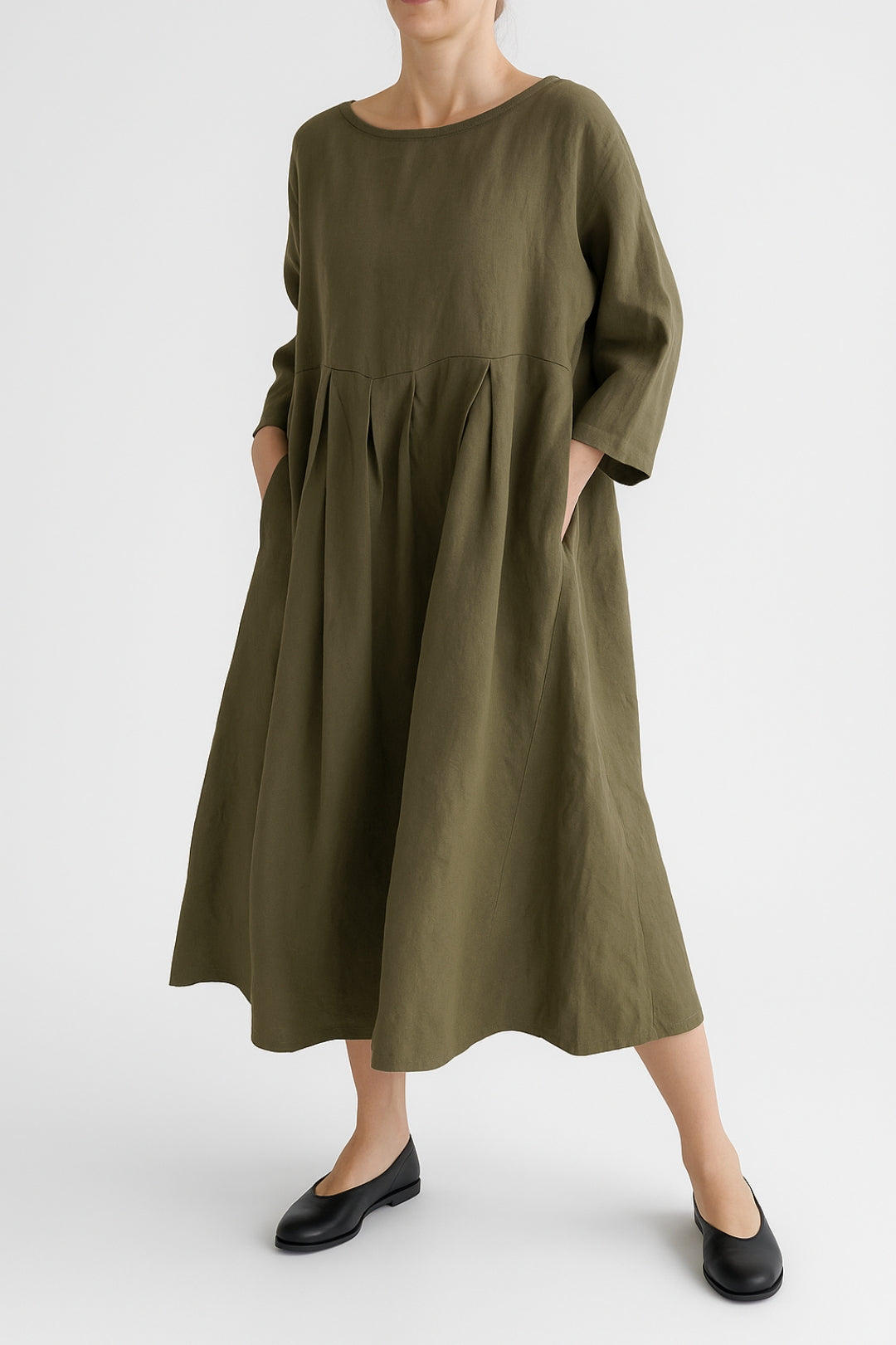 Damen Lässiges Midikleid mit Vorderfalten Sommerkleid - Norvielle