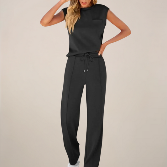 Damen Ärmelloses Oberteil Hose Set mit Kordelzug - Norvielle