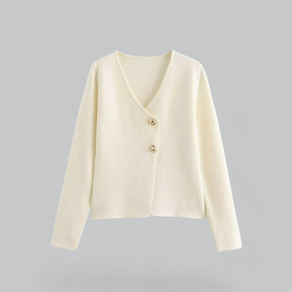 Damen Cardigan Mit Knöpfen Frühjahr Farblich Neutral