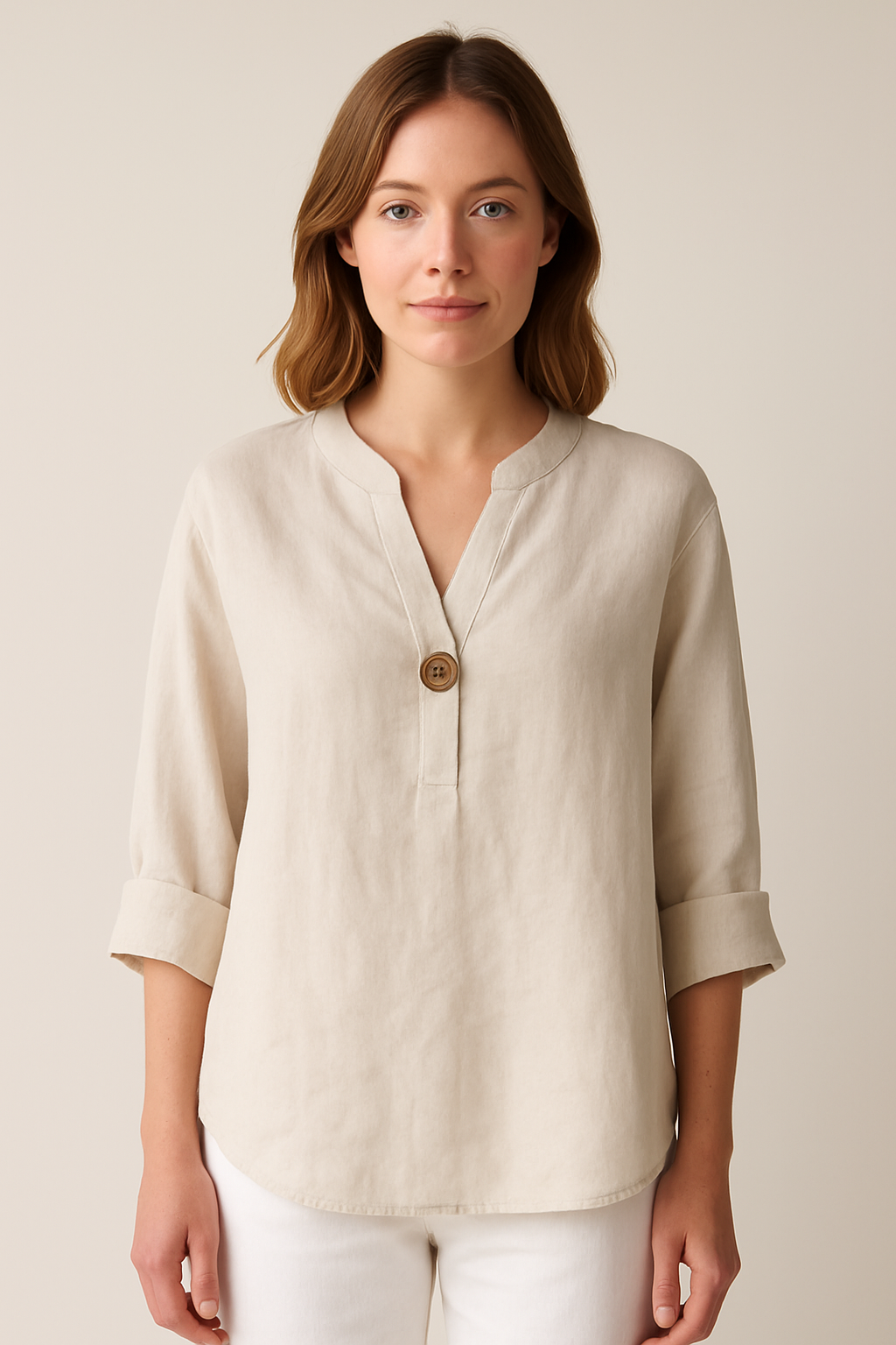 Damen Bluse V-Ausschnitt locker sitzend - Norvielle