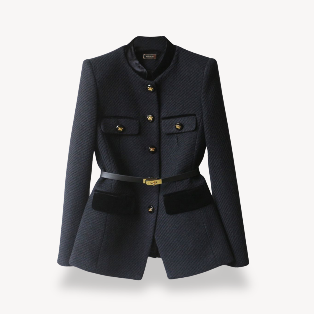 Damen Blazer Maßgeschneidert mit Gürtel und Knöpfen Elegant - Norvielle