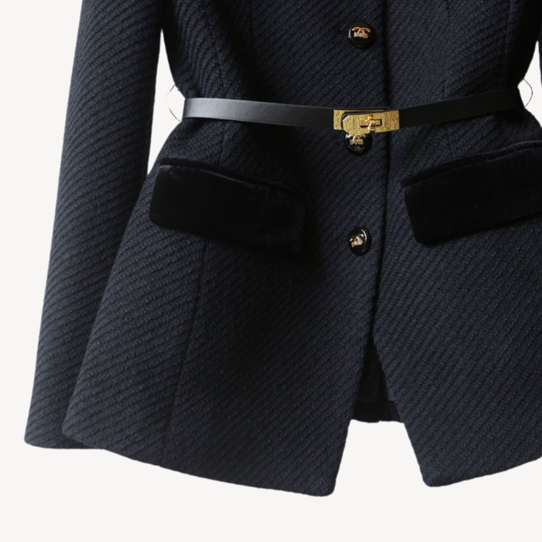 Damen Blazer Maßgeschneidert mit Gürtel und Knöpfen Elegant