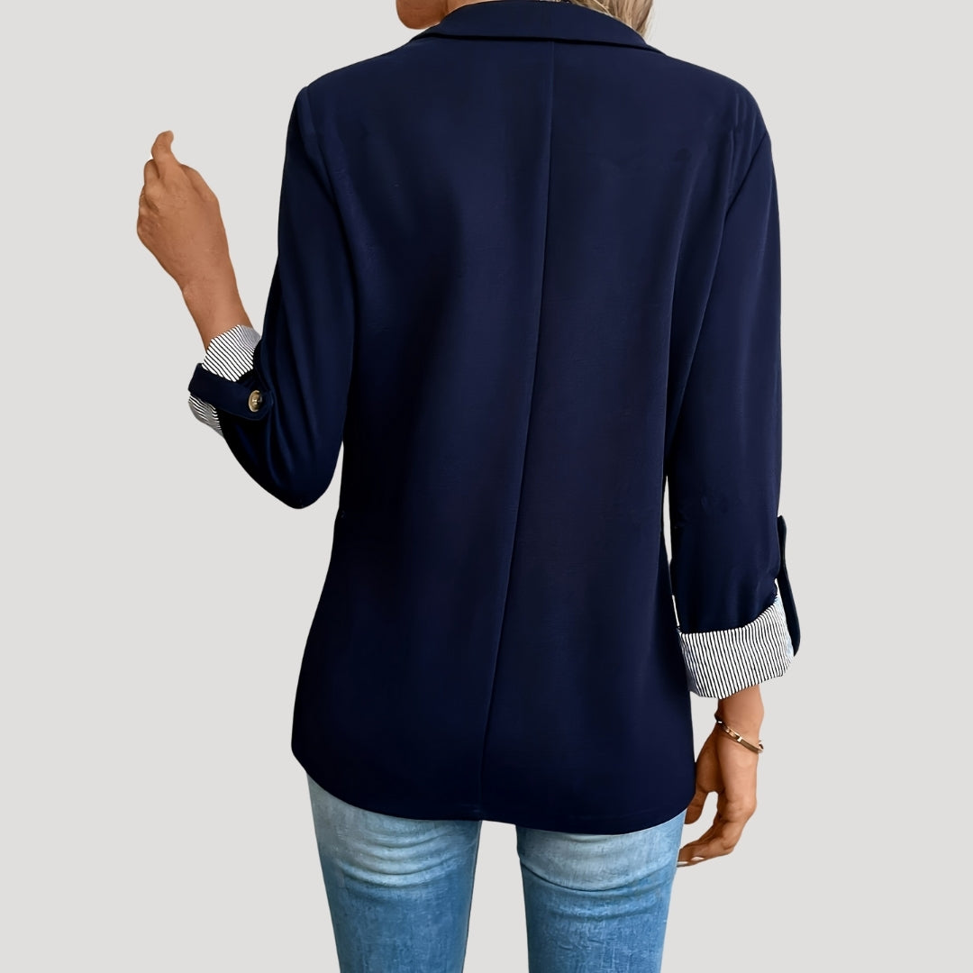 Damen Slimfit Blazer Einreihig Hochgekrempelte Ärmel