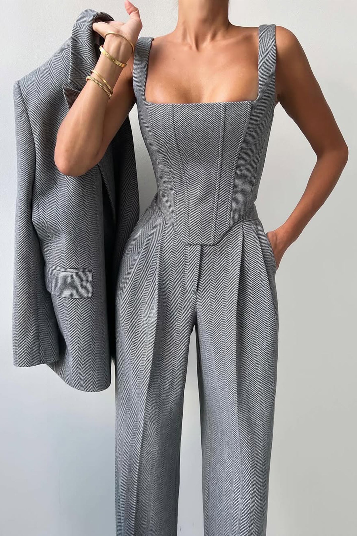 Damen Business Anzug Dreiteilig Elegant