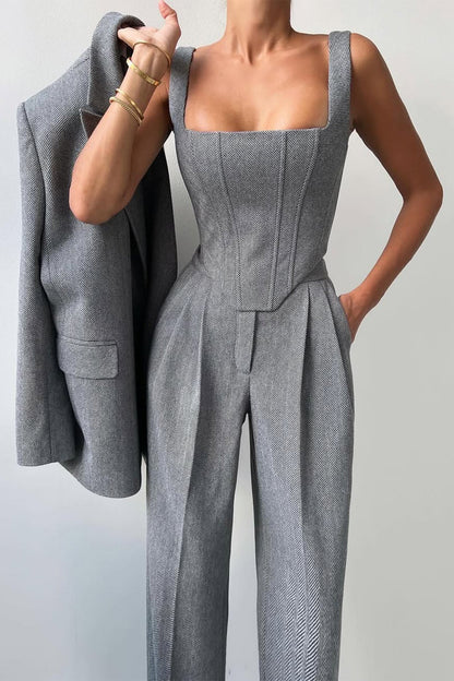 Damen Business Anzug Dreiteilig Elegant