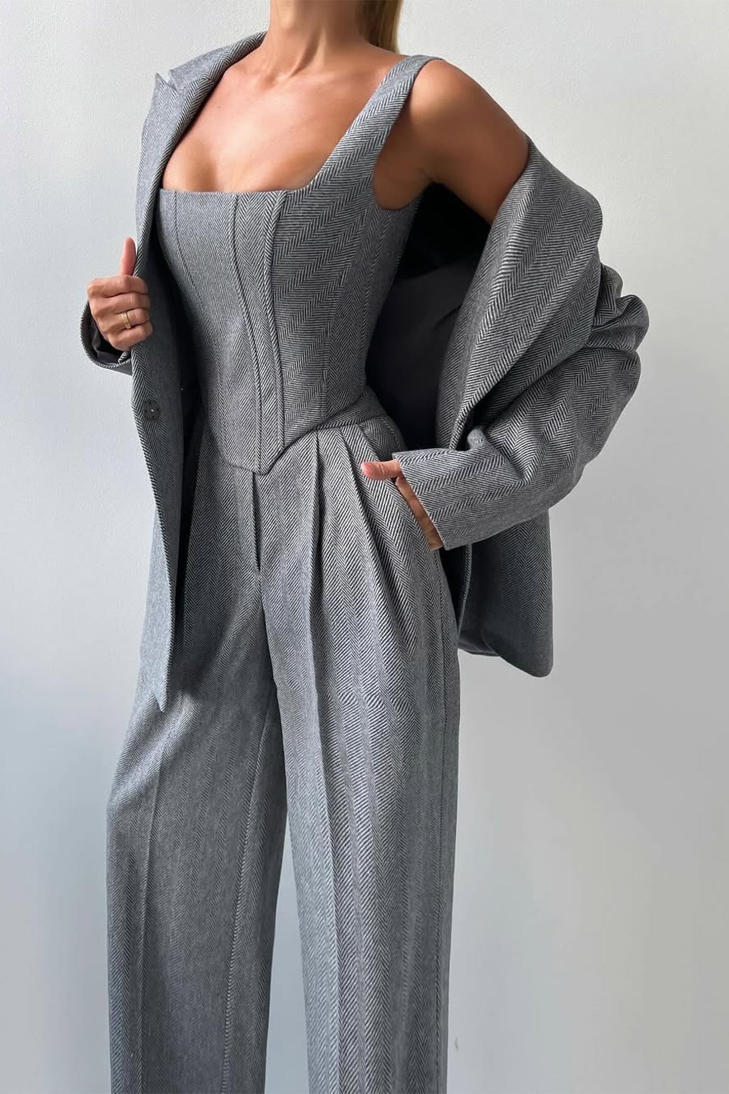 Damen Business Anzug Dreiteilig Elegant