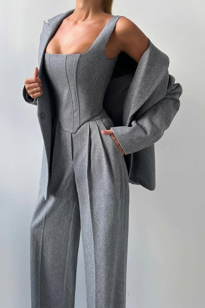 Damen Business Anzug Dreiteilig Elegant