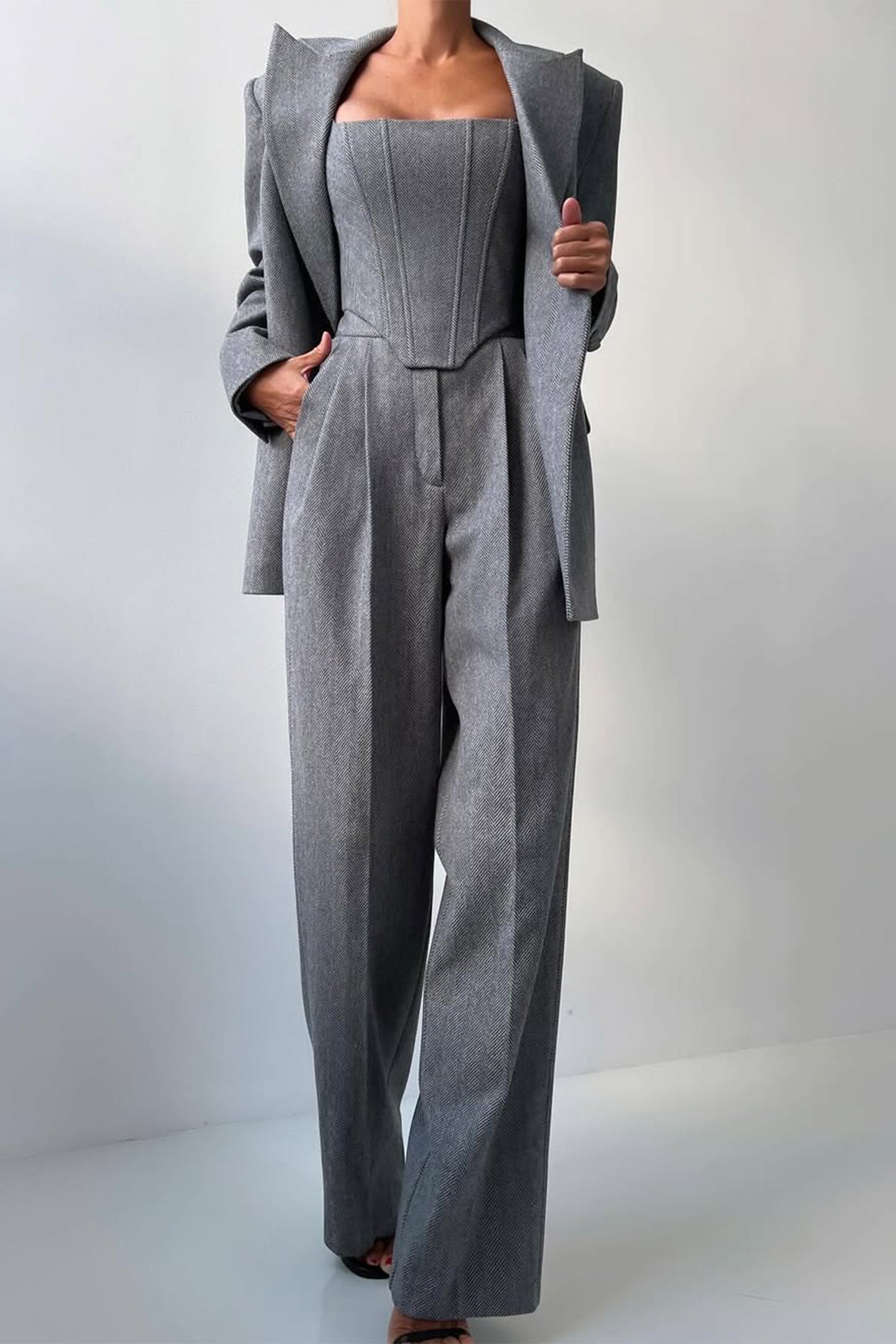 Damen Business Anzug Dreiteilig Elegant