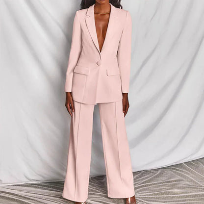 Damen Langbein-Hosenanzug Strukturiert Blazer Modern