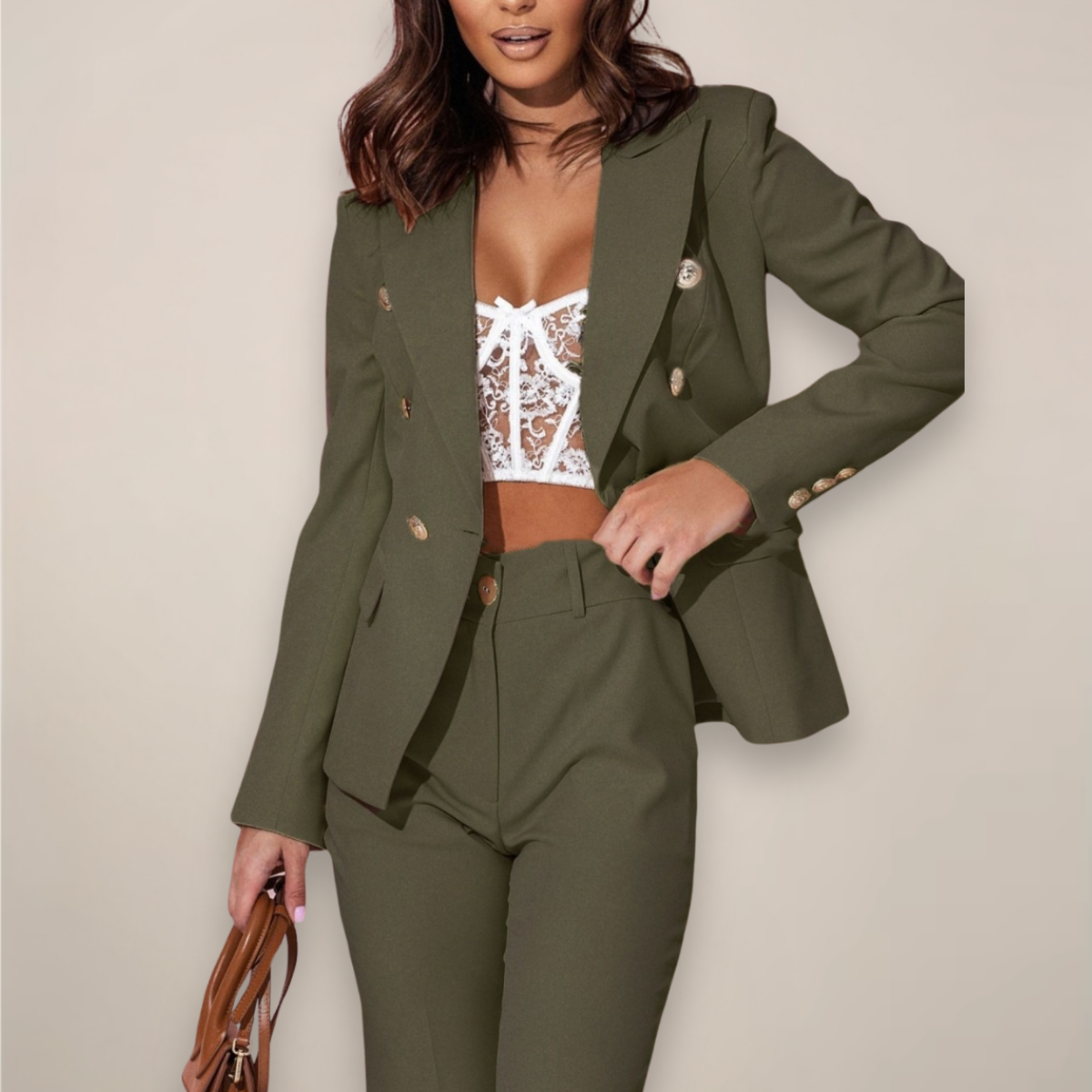 Damen Blazer Hosen Set Elegant Maßgeschneidert