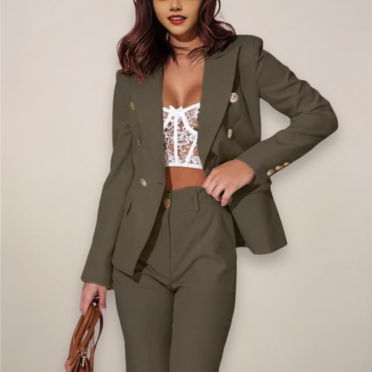 Damen Blazer Hosen Set Elegant Maßgeschneidert - Norvielle