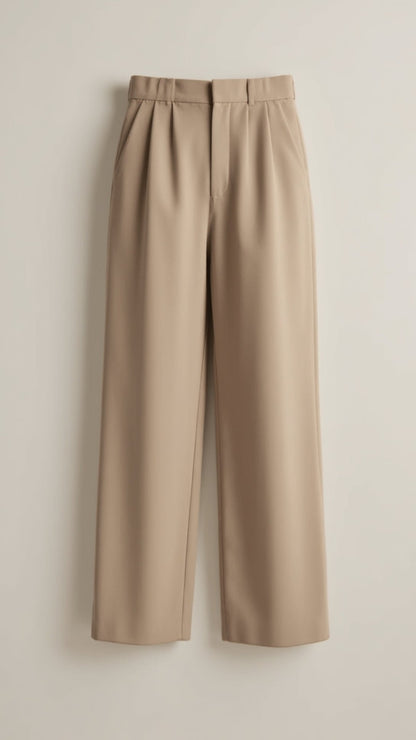 Damen Weitbein-Hose Hochtaillie Komfortabel