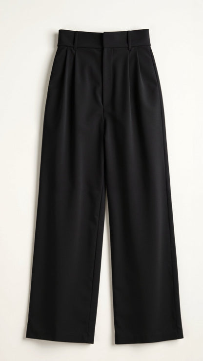 Damen Weitbein-Hose Hochtaillie Komfortabel