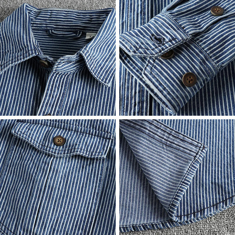 Herren Denim-Hemd Vintage-Blau