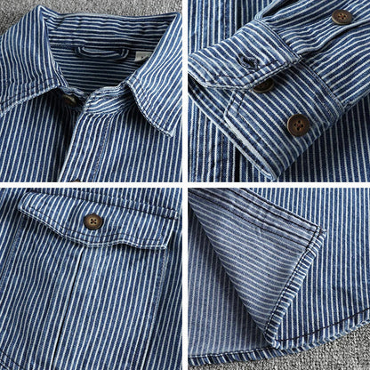 Herren Denim-Hemd Vintage-Blau