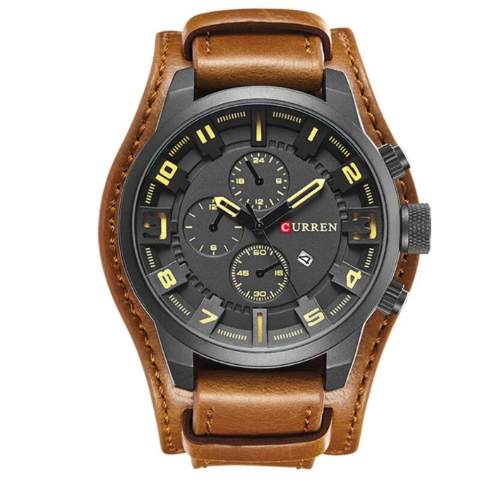 Herren Chronograph Armbanduhr Leder