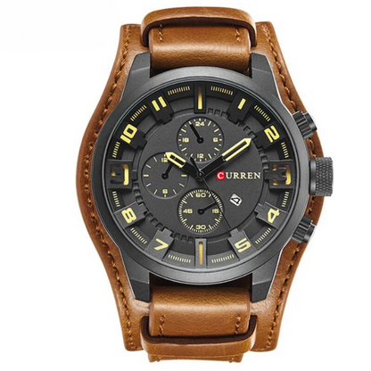 Herren Chronograph Armbanduhr Leder