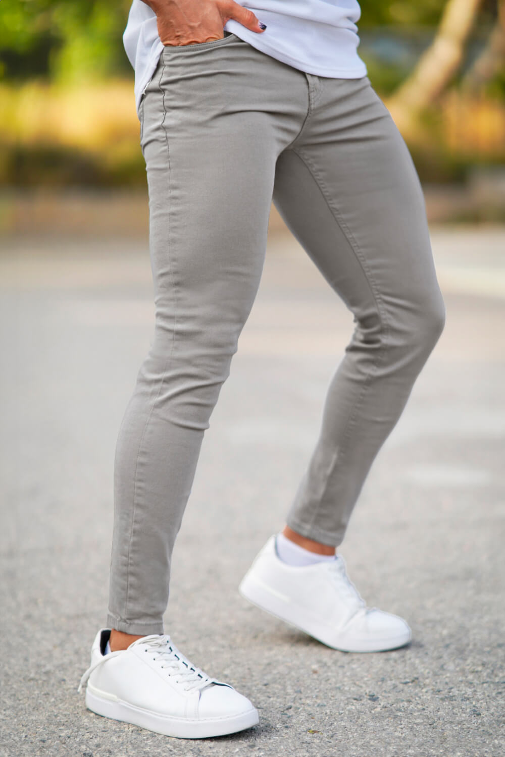 Herren Jeans Slim Fit Hellgrau