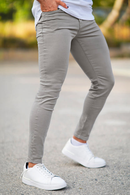 Herren Jeans Slim Fit Hellgrau