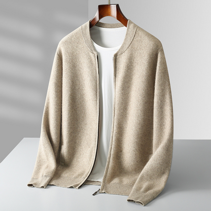 Herren Strickjacke Wollwarm mit Reißverschluss