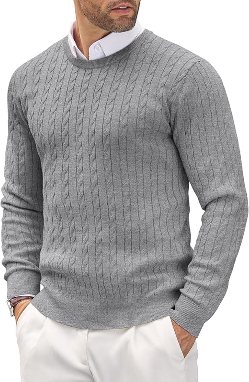 Herren Slim-Fit Pullover Feinstrick Rundhals