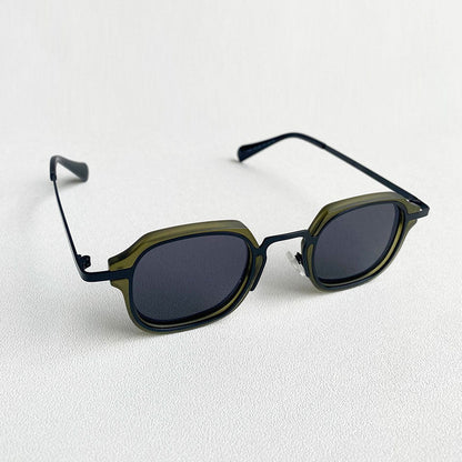Herren Sonnenbrille Klassisch Leder Schwarz - Norvielle