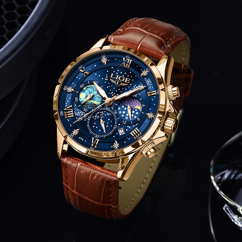 Herren Edelstahl Chronograph Armbanduhr