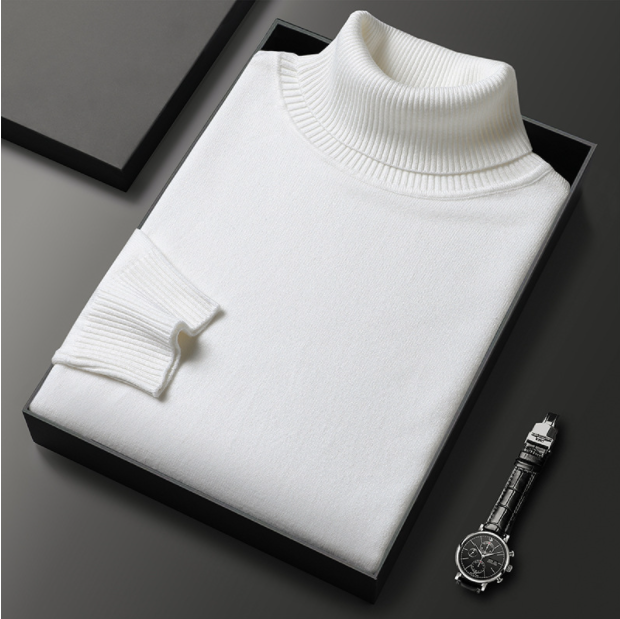 Herren Rollkragenpullover Bequem Lässig Grau