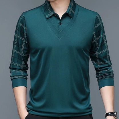 Herren Langarm Poloshirt Klassisch Elegantes Design