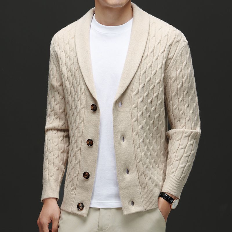 Herren Strickjacke Klassisch Braun
