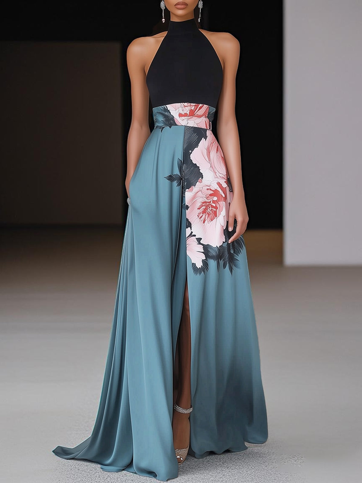 Damen Ärmelloses Maxikleid Blumenmuster Sommerkleid - Norvielle