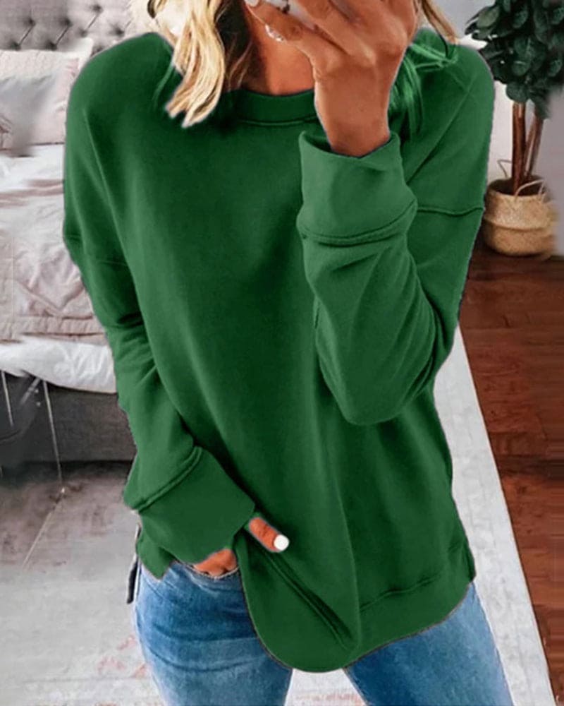 Damen Sweatshirt Weich Bequem Grau
