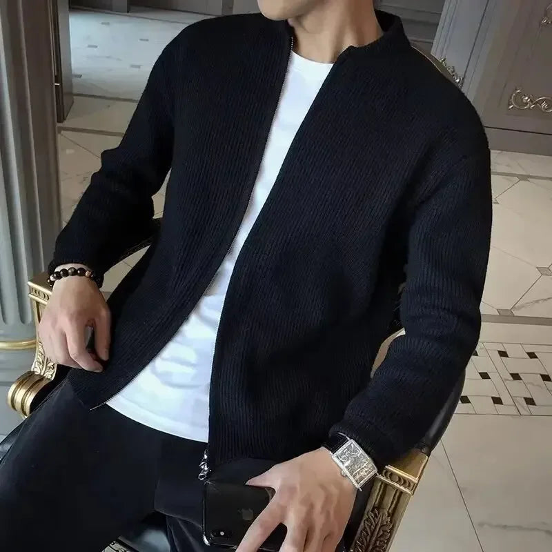Herren Strickjacke Klassisch Reißverschluss Warm