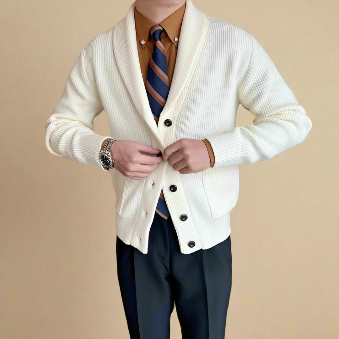 Herren Strickcardigan Gestreift aus Baumwolle Bequem