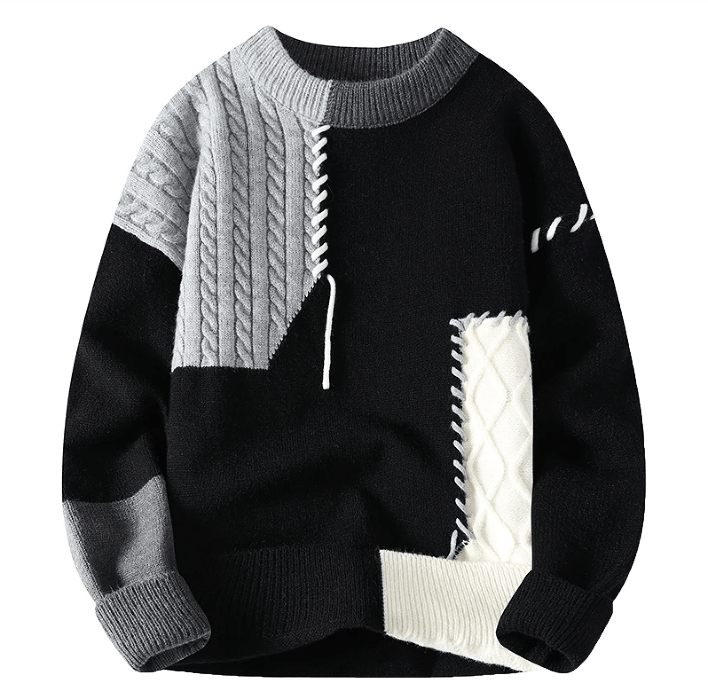 Herren Pullover Modernes Patchdesign Trendy