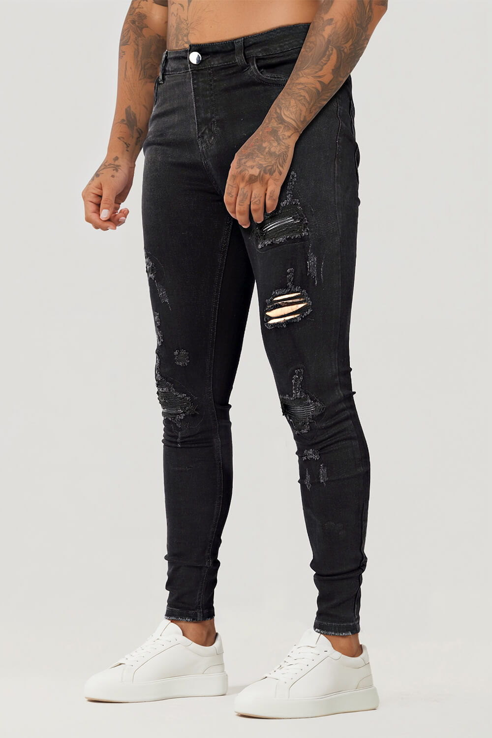 Herren Skinny Jeans Destroyed Rippen
