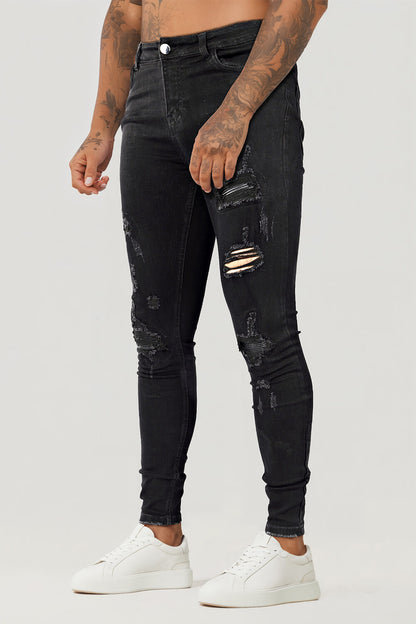 Herren Skinny Jeans Destroyed Rippen