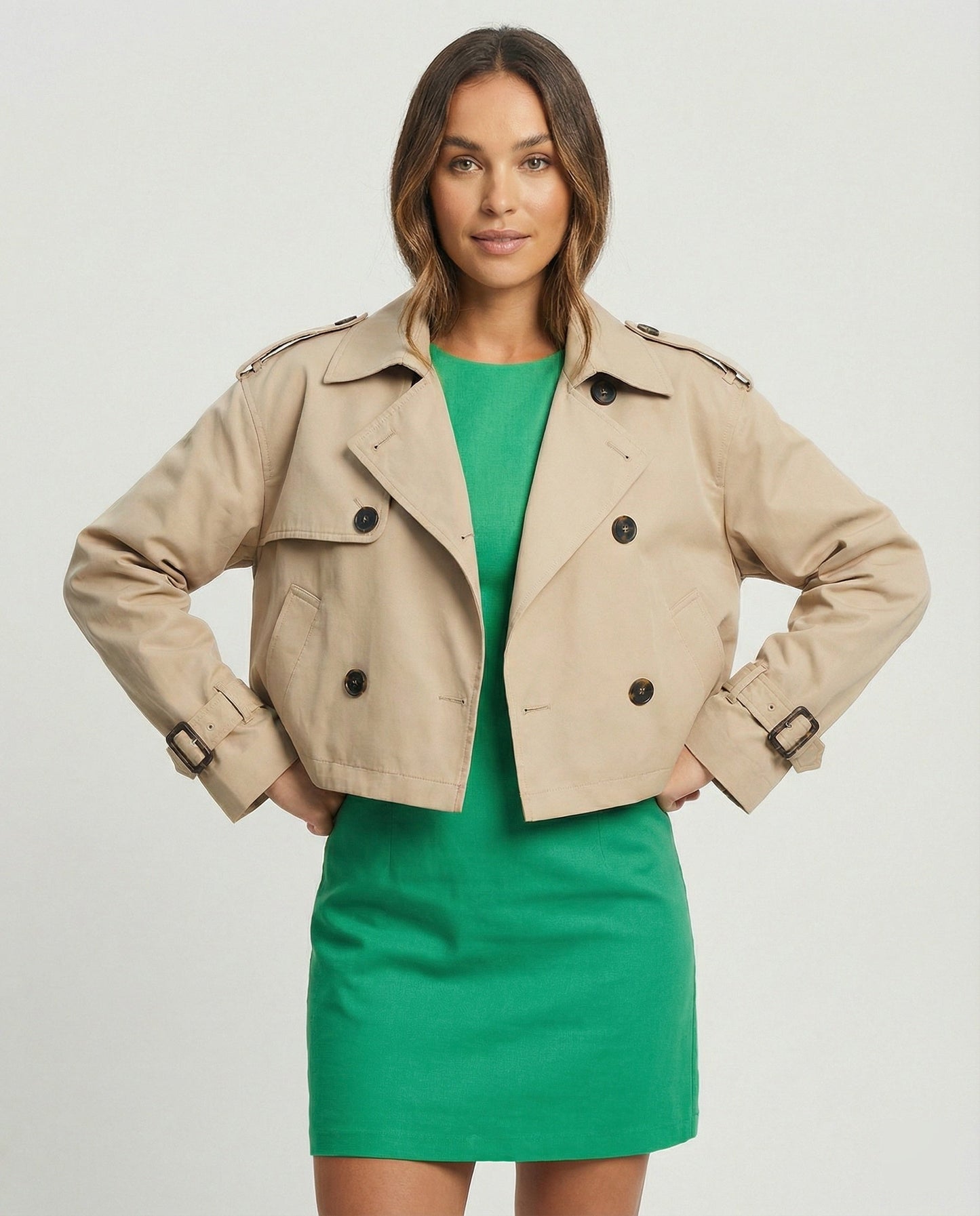 Damen Kurzwindbreaker Gelb Puff Effekt Reverskragen - Norvielle
