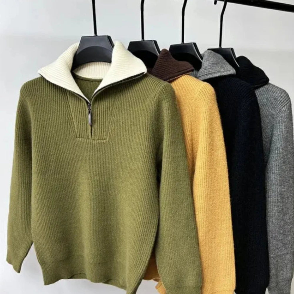 Herren Pullover Stehkragen Reißverschluss Sportlich