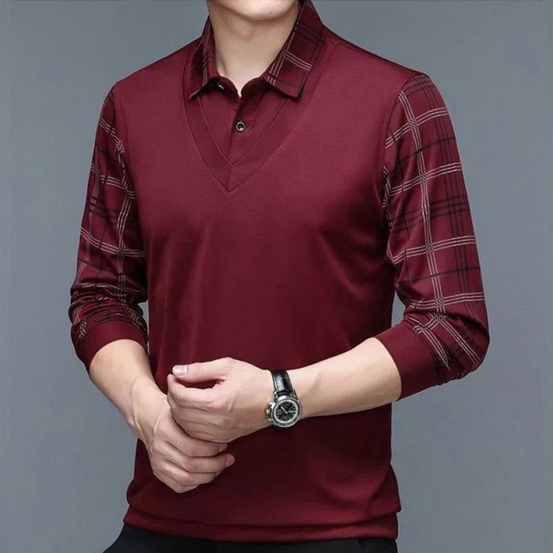 Herren Langarm Poloshirt Klassisch Elegantes Design