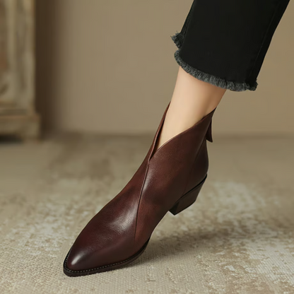 Damen Stiefelette Leder Elegant Blockabsatz