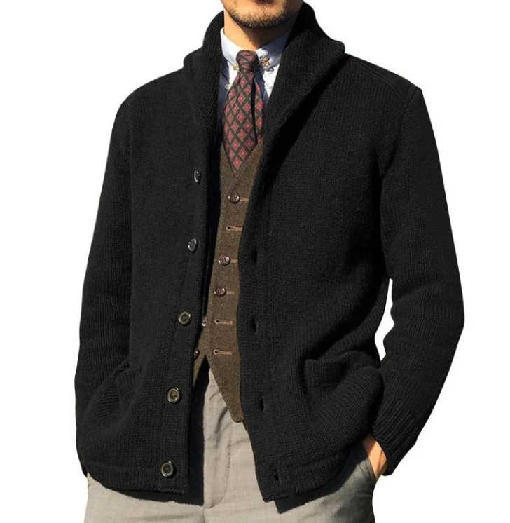Herren Jacke Klassisch Gestrickt Knöpfe