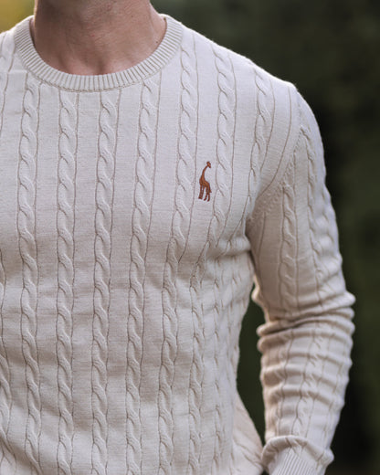 Herren Strickpullover Zopfmuster Baumwolle Bequem