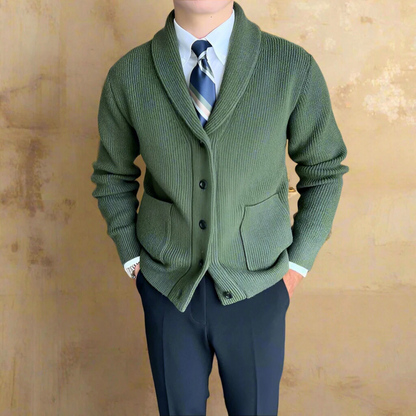 Herren Strickcardigan Gestreift aus Baumwolle Bequem