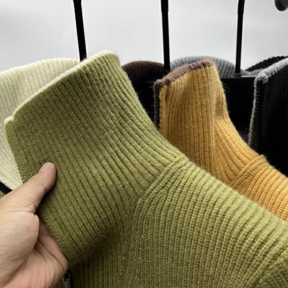 Herren Pullover Stehkragen Reißverschluss Sportlich